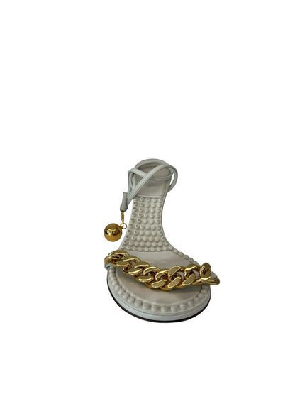 Bottega Veneta White Ball & Chain Sandal Heels. Size: 39