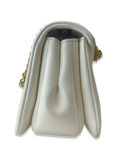 Valentino Garavani Cream/Gold One Stud Small Leather Shoulder Bag.