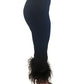 Magda Butrym Black Straight Leg Pants w Feather Detail. Size: 34