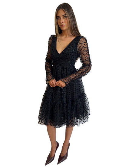 Zimmermann Black Polka Mesh Dress. Size: 1
