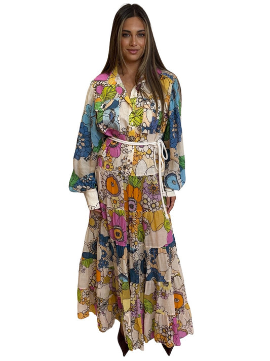 Alemais Multi-Colour Floral Print Tiered Maxi Dress. Size: 12