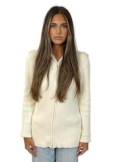 C&M Camilla and Marc Cream Zip Knit 'Earlie' Sweater. Size: S