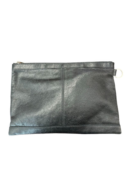 Balenciaga Black Leather Clutch W Silver Studs. 30x20