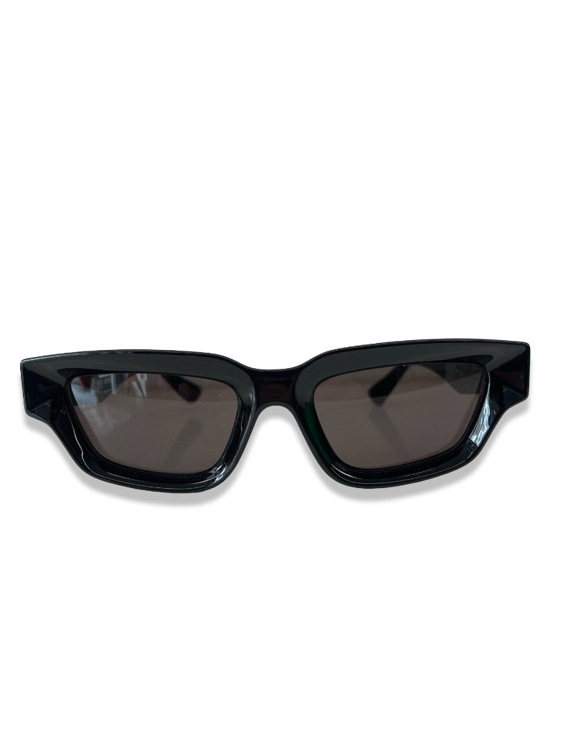 Bottega Veneta Black Rectangular Sunglasses.