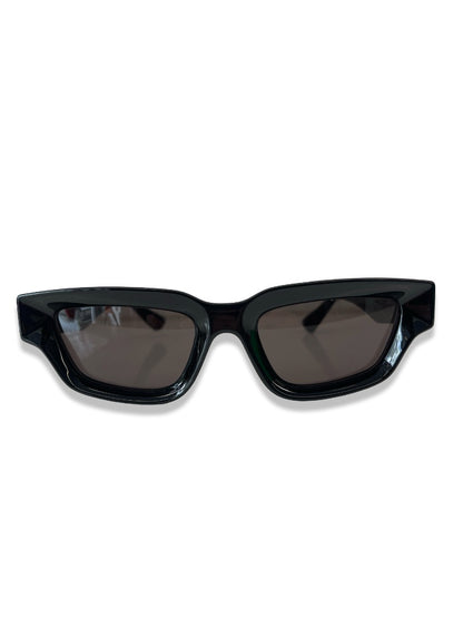 Bottega Veneta Black Rectangular Sunglasses.