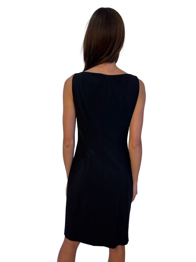 Hugo Boss Black Boat Neck Midi Dress W Eyelet Detail. Size: 8