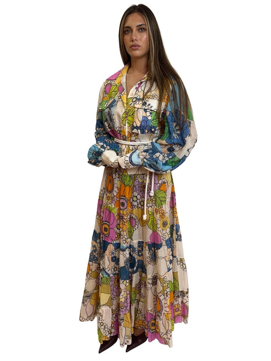 Alemais Multi-Colour Floral Print Tiered Maxi Dress. Size: 12