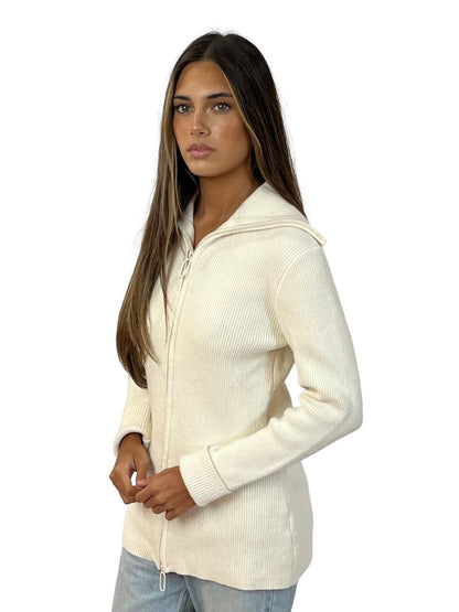 C&M Camilla and Marc Cream Zip Knit 'Earlie' Sweater. Size: S
