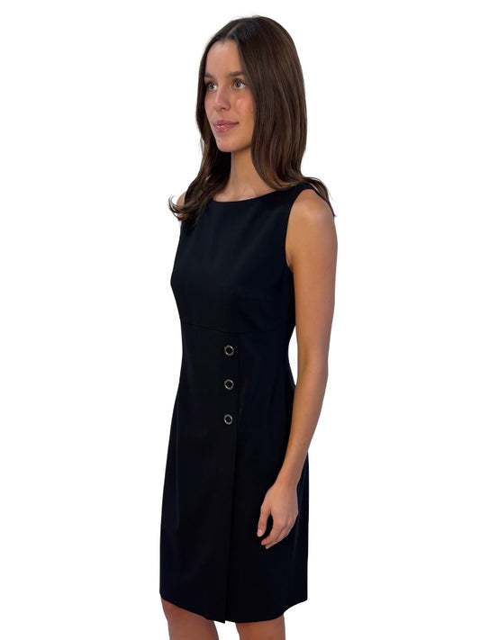 Hugo Boss Black Boat Neck Midi Dress W Eyelet Detail. Size: 8