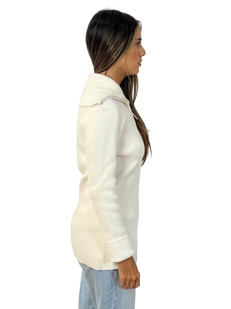 C&M Camilla and Marc Cream Zip Knit 'Earlie' Sweater. Size: S