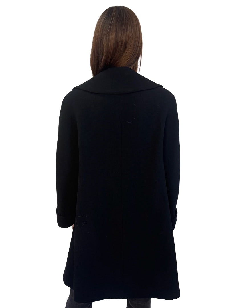 MANI Black Wool Coat. Size: 38