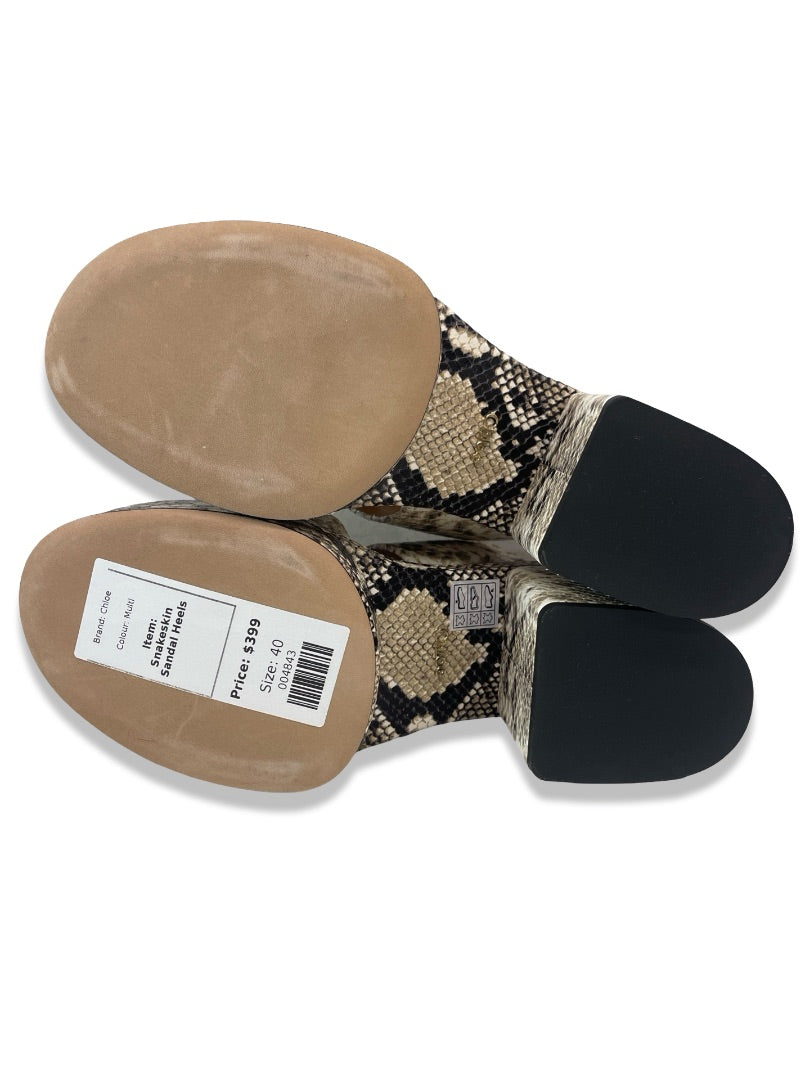 Chloe Snakeskin Sandal Heels. Size: 40
