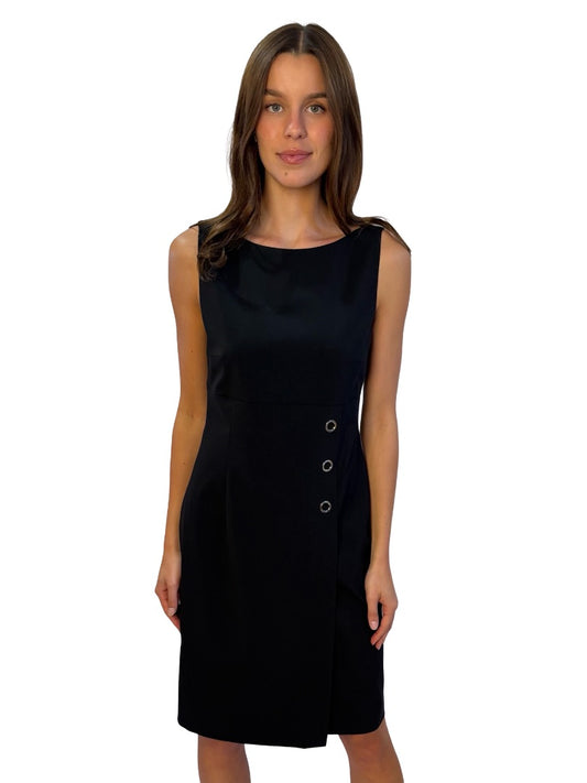 Hugo Boss Black Boat Neck Midi Dress W Eyelet Detail. Size: 8