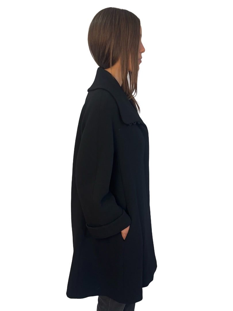 MANI Black Wool Coat. Size: 38