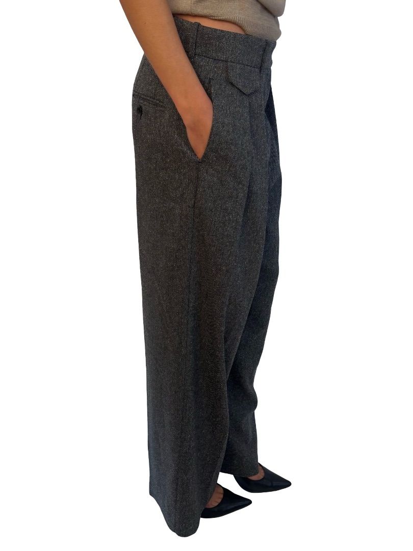 Oroton Grey Wool Blend Twill Trousers. Size: 10
