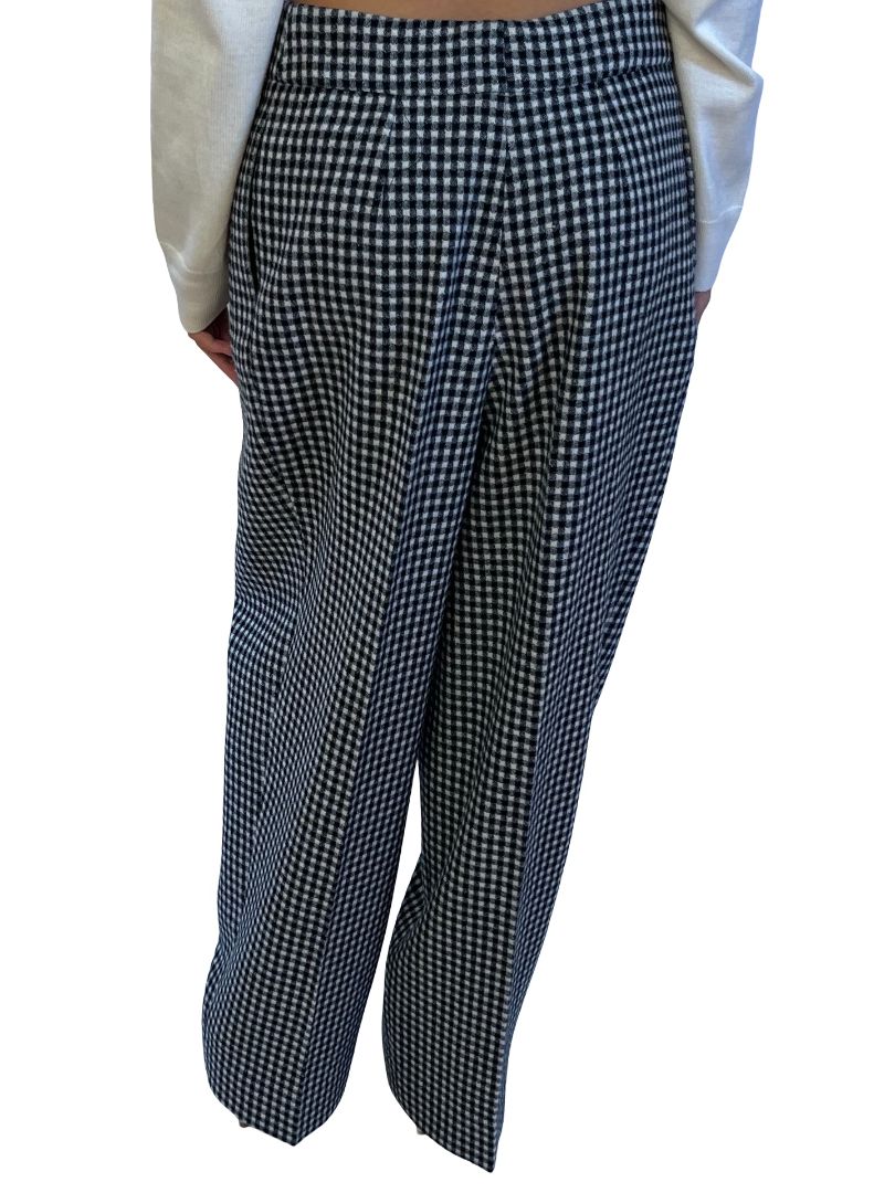 Armani Collezioni Black / White / Blue Gingham Wool Pants. Size: 44
