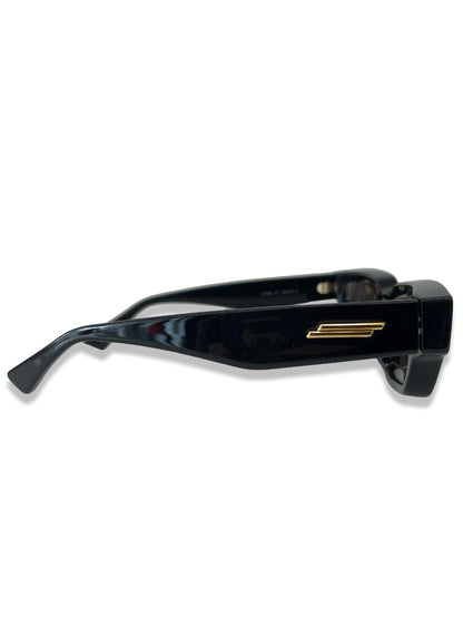 Bottega Veneta Black Rectangular Sunglasses.
