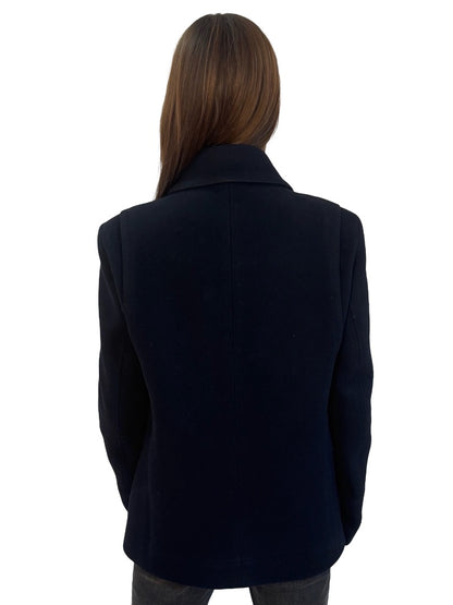 Balenciaga Navy Wool Double Breasted Peacoat. Size: M 48