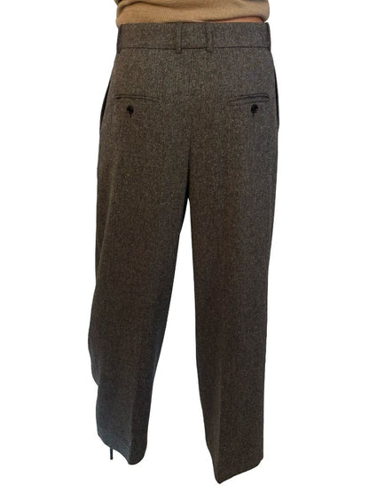 Oroton Grey Wool Blend Twill Trousers. Size: 10