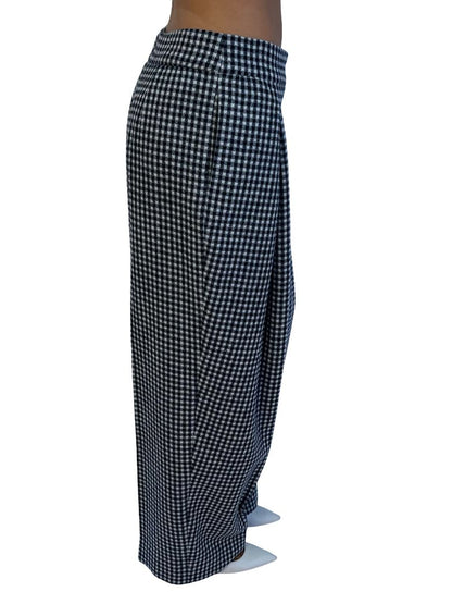 Armani Collezioni Black / White / Blue Gingham Wool Pants. Size: 44