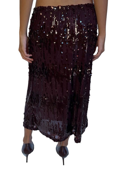 Baum Und Pferdgarten Dark Plum Sequin Mesh Skirt. Size: S