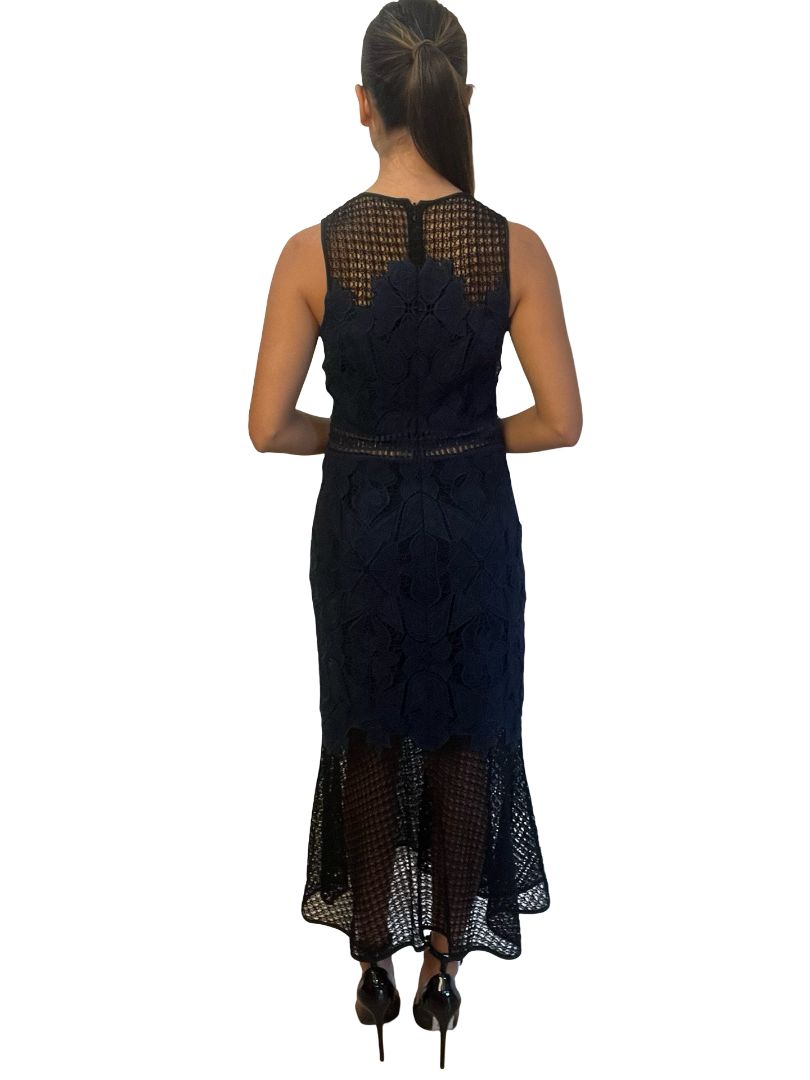 Jonathan SimKhai Navy / Black Lace Maxi Dress. Size: 6