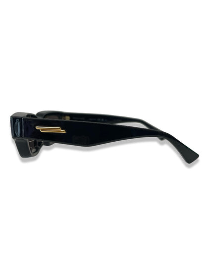 Bottega Veneta Black Rectangular Sunglasses.