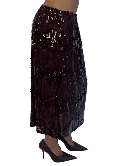 Baum Und Pferdgarten Dark Plum Sequin Mesh Skirt. Size: S