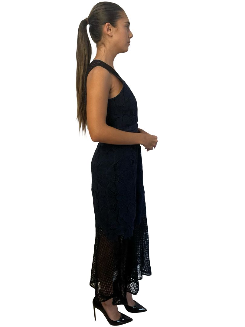 Jonathan SimKhai Navy / Black Lace Maxi Dress. Size: 6