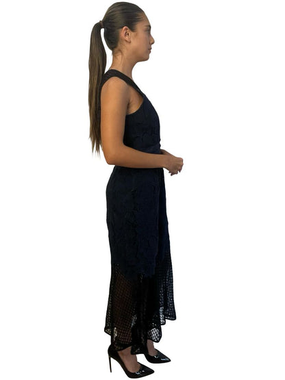 Jonathan SimKhai Navy / Black Lace Maxi Dress. Size: 6