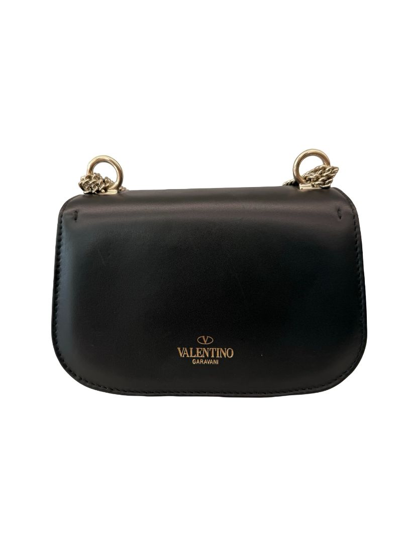 Valentino Black VLTN Stud Chain Crossbody Bag.