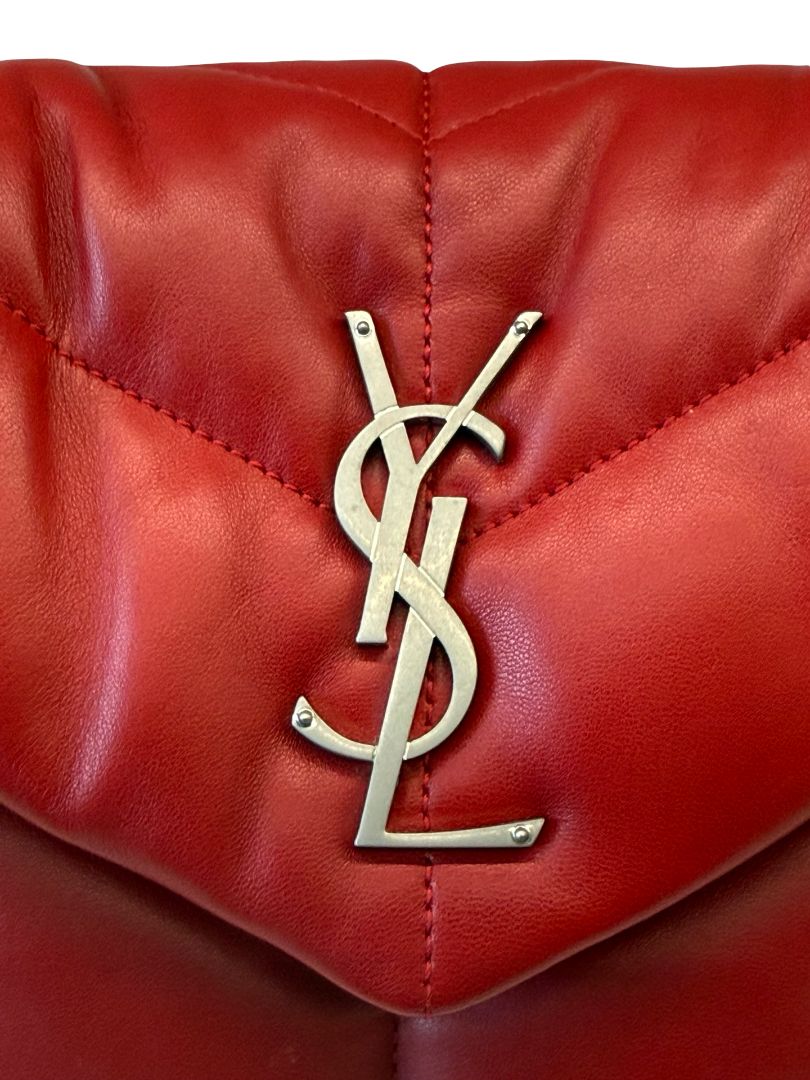 Yves Saint Laurent Red Quilted Loulou Lambskin Bag