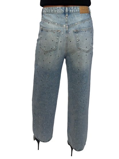 SAMSØE Blue Light Wash Silver Studded Jeans. Size: 25/30