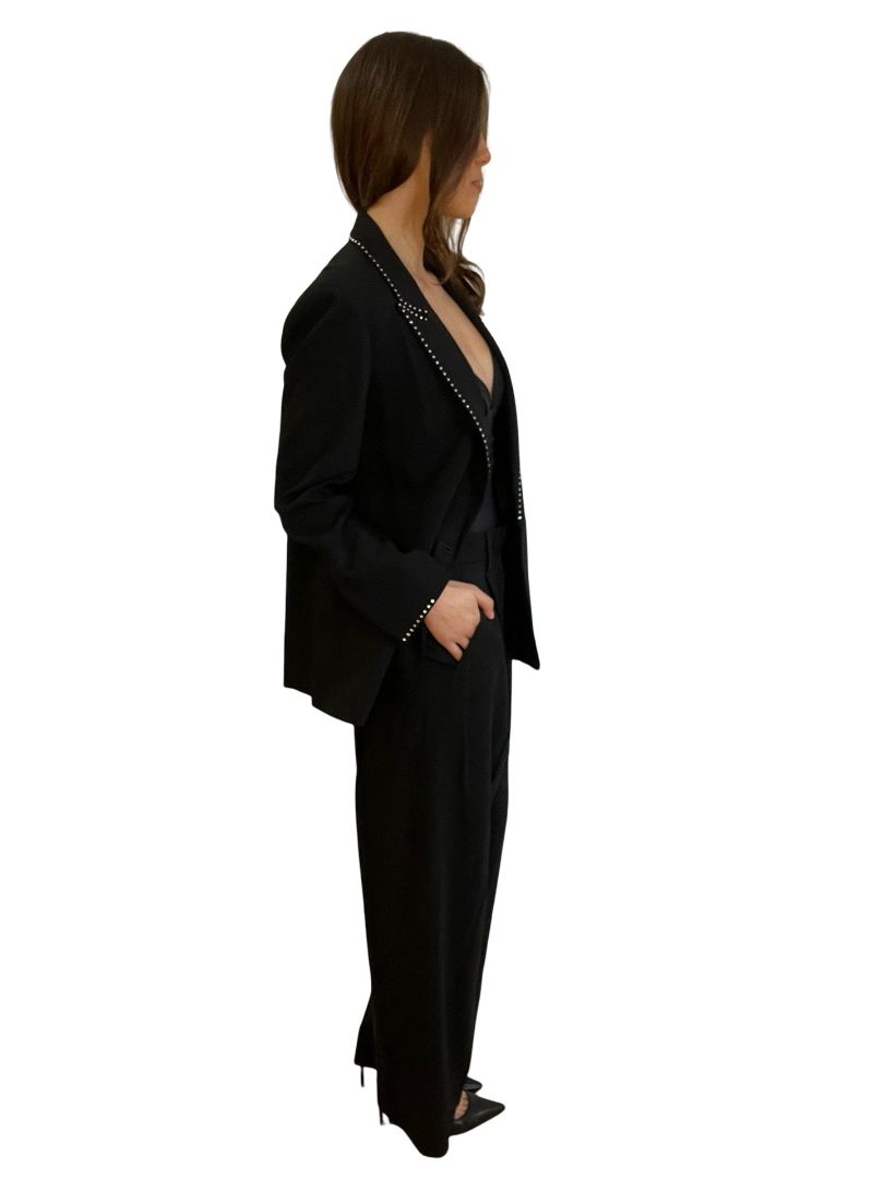 Forte_forte Black Suit w Embellished Jacket Collar. Size: 2