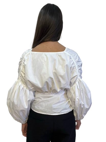 Scanlan Theodore White Heart Neckline Puff Long Sleeve Top. Size: 10