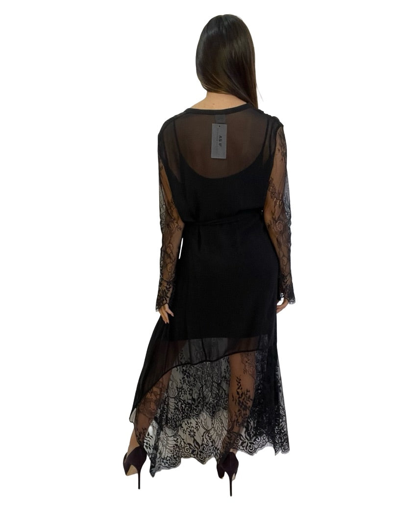 Husk Black Sheer Lace Detail Dress W Slip. Size: 1