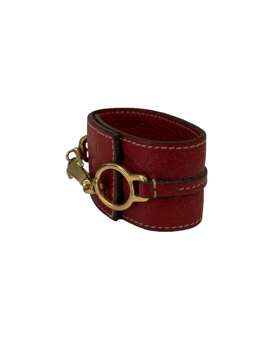 Prada Red Horse Bit Leather Bracelet.