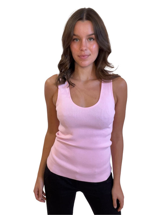 Scanlan Theodore Pink Sleeveless V-Neck Crepe Knit Top. Size: 29