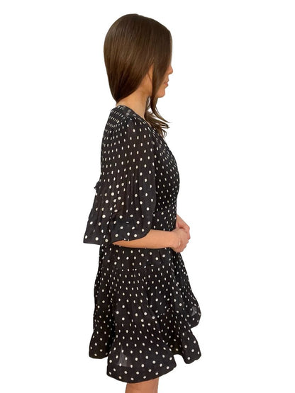 Zimmermann Black Polka Dot Pleated Mini Dress. Size: 3