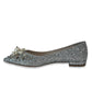 Miu Miu Silver Glitter Ballet Flats W Pearl Embellishment. Size: 38