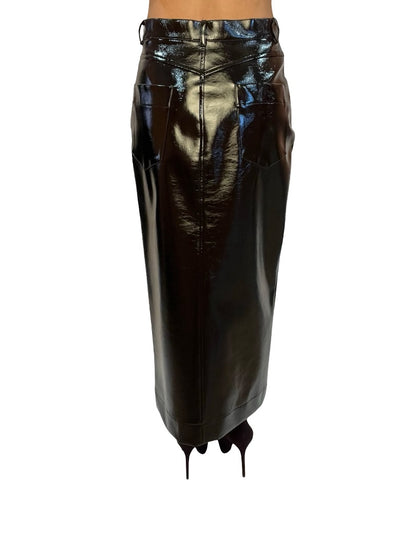 O.P On Parks Black Vinyl Skirt. Size: 8