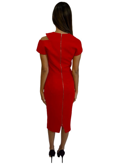 Victoria Beckham Red Spring / Summer 2015 Darted Dress. Size: 8