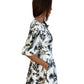 Scanlan Theodore White & Navy Linen Puff Sleeve Mini Dress w Palm Tree Print. Size: 8