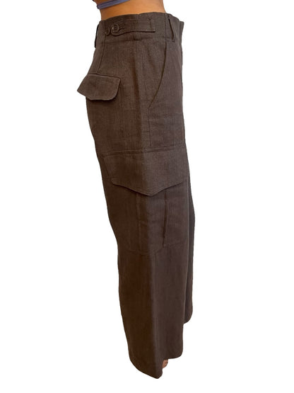 Scanlan Theodore Grey Linen Cargo Pants. Size: 8