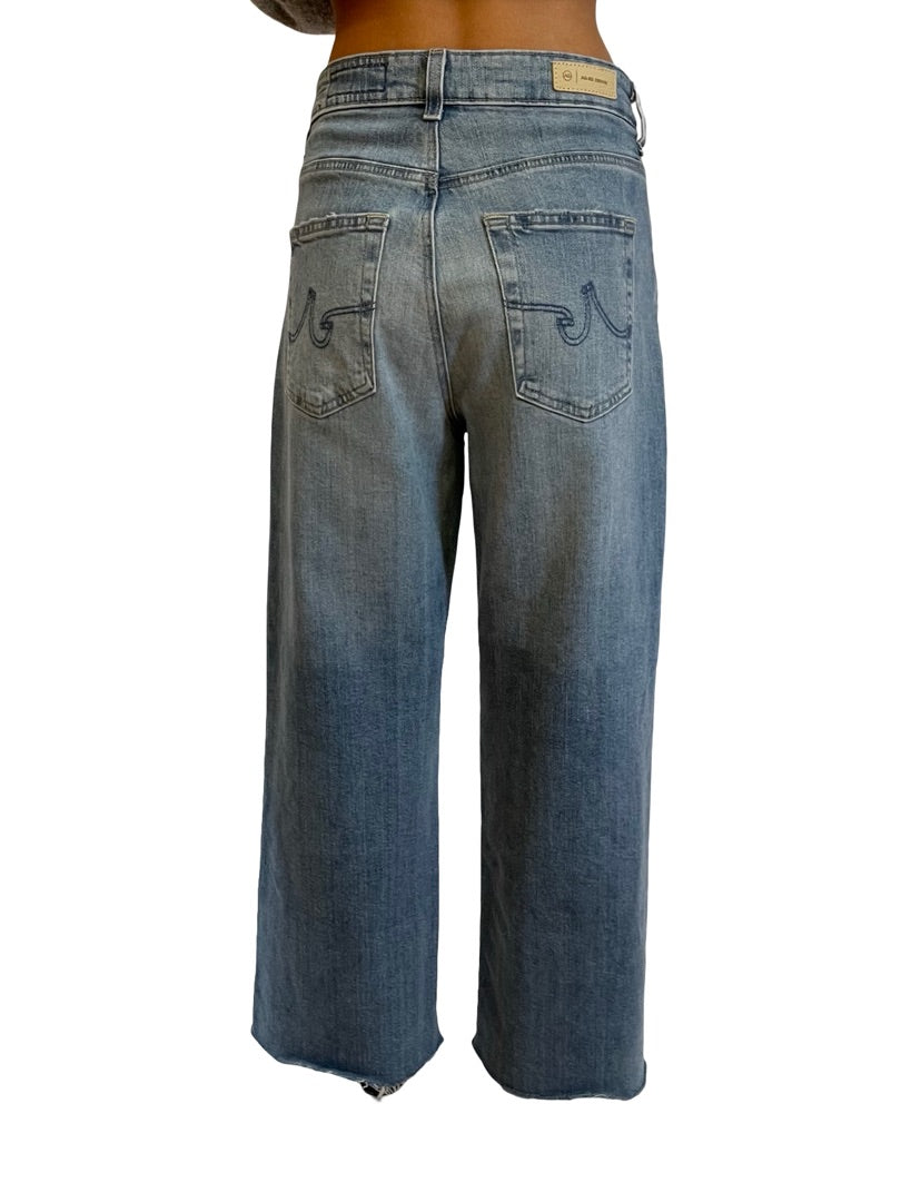 AG Jeans Light Blue Wash Wide Leg Crop Jeans. Size: 27