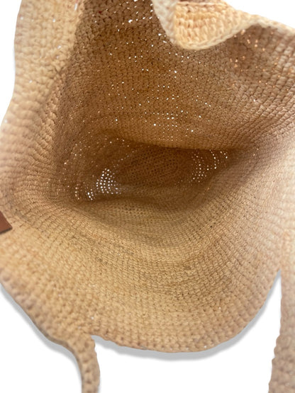 Loewe Neutral Mini Raffia Weave Tote Bag.