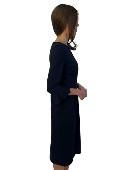Goat Navy 'Frou Frou' Long Sleeve Pencil Dress. Size:14