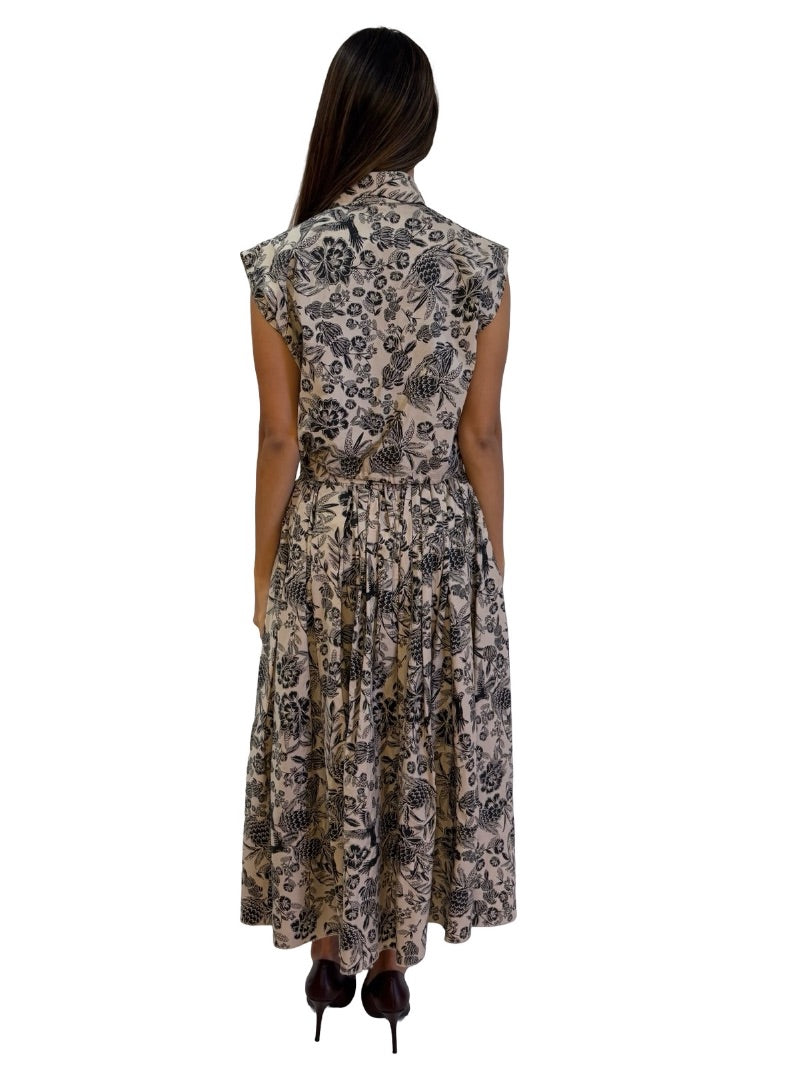 Scanlan Theodore Neutral/Black Floral Shirt/Skirt Set. Size: S