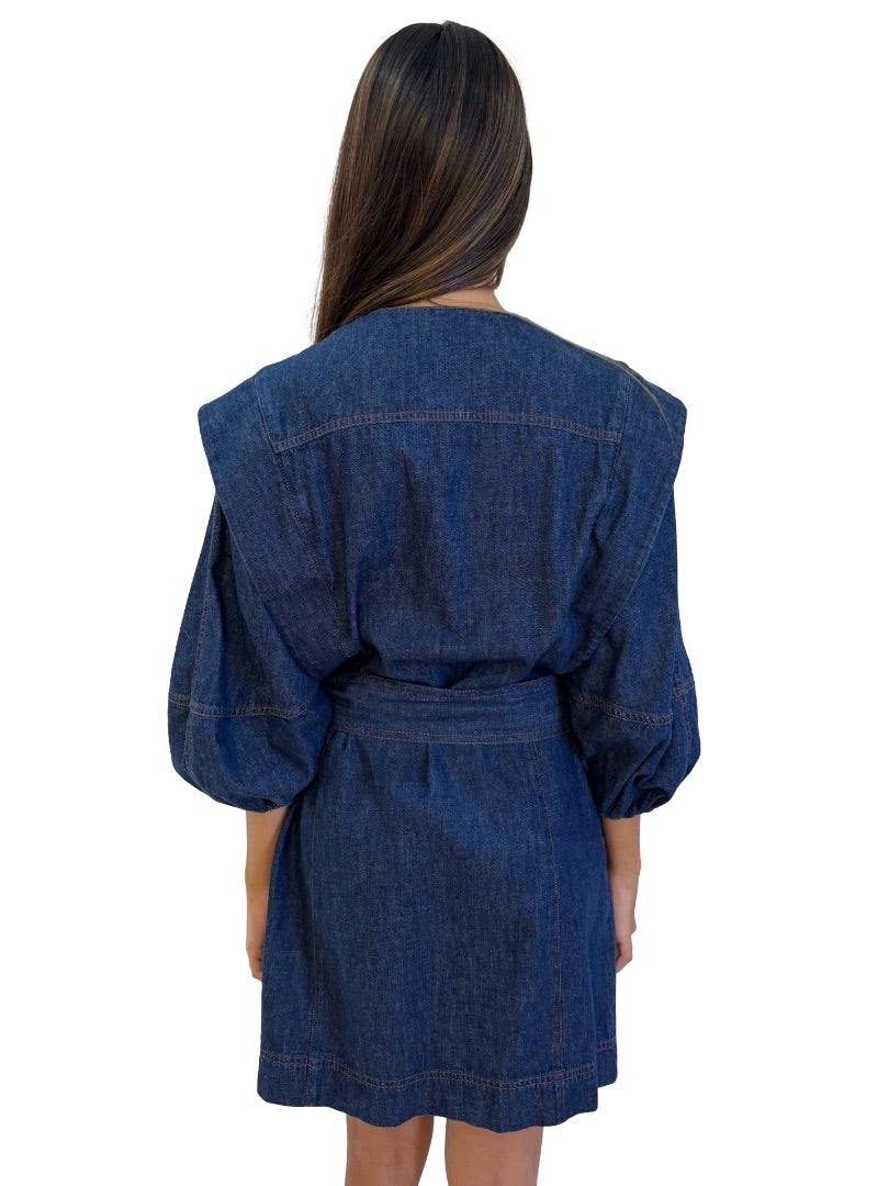 Zimmermann Dark Denim Neck Tie Dress. Size: 1