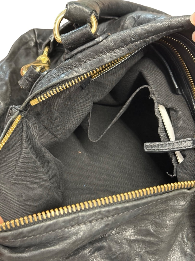 Givenchy Black Crinkled Leather Pandora Handbag.